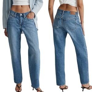 Madewell Denim Low-Rise Baggy Straight Leg Jeans Enley Wash Blue Women's Size 33